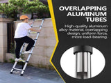 Telescopic ladder, 9.5 foot aluminum button telescopic ladder with 2 triangular stabilizers and 92521596