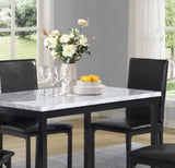 ZUN Noyes Metal Dining Table with Laminated Faux Marble Top, Off-white T2574P165158