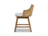 Bahama 26" Cane Rattan High-Back Swivel Counter Stool with Recessed Arms, Two-Tone Neutral Gray B2719P395569