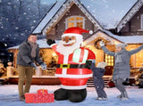 7 FT Lighted Christmas Inflatable Decoration, Inflatable Black Santa Claus Holding Gift, Funny Blow 61371145