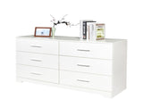 6 Drawer Double Dresser for Bedroom, Wide Storage Cabinet for Living Room Home Entryway, White 91140826