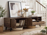 59" Rustic TV Stand for 65-inch TVs, Media Console with Cabinet, Drawer & 3 Open Shelves 51590607