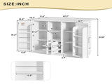 U-Style 47.2" Counter Height Table with Foldable Top & Power Outlet, Sideboard Buffet Cabinet & Bar N711P437715K