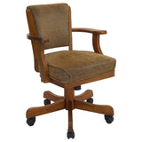Olive Brown and Amber Upholstered Game Chair with Casters B062P145560