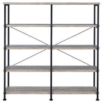 ZUN Grey Driftwood and Black Double-Wide Bookcase B062P153782
