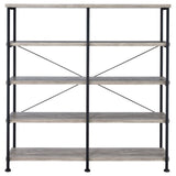 Grey Driftwood and Black Double-Wide Bookcase B062P153782