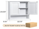 Bathroom Wall Cabinet with Vertical-Slatted MDF Doors and Painted Finish 22.13*5.12*23.03in White 34148523