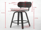 Swivel Bar Stools Set of 2, 26" Upholstered Faux Leather Counter Height Barstools with Walnut Back & W1143P300154