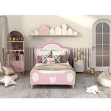 NEWTwin Size Princess Bed Crown Headboard, PU Upholstered Platform Bed , Twin Size Bed Frame W3004P230682