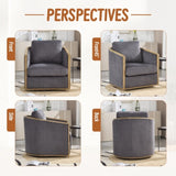 COOLMORE Corduroy Barrel Chair, Comfortable Accent Sofa Chair for Living Room, 360 Degree W395P220272