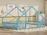 Full Size Floor Bed Triangle Roof Frame and Support Bed Slats, Montessori Kids Playhouse Bed 73003156