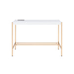 ZUN White and Gold Writing Desk with USB Ports B062P184553