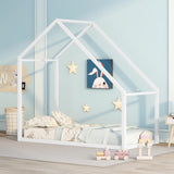 Twin Size Metal House Bed kids Bed, White MF295065AAK