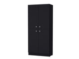 Black Pantry Cabinet with 4 Doors and 5 Hidden Shelves B062P193660