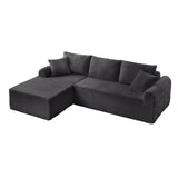 Full-Compression Chaise Lounge Set Modular Corduroy Sectional with Arched Armrests, Non-Slip Base, W2606P323728