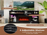 58" TV Stand with RGB Fireplace Black- Smart App Remote Control, 4777 BTU Heater 29702751