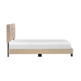 1pc Twin Platform Bed Light Brown Velvet Upholstered Adjustable Height Headboard Button Tufted Solid B011P203575
