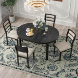 ZUN 5-Piece Multifunctional Dining Table Set, Farmhouse Dining Set with Extendable Round Table,Two Small 37815934