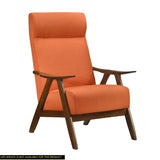ZUN Modern Accent Chair 1pc Orange Fabric Upholstered High-Back Chair Cushion Seat and Back Walnut B011P182667