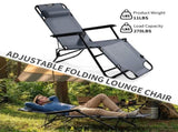 Portable Dual Purposes Extendable Folding Reclining Chair Grey 73061425