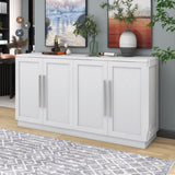 ZUN TREXM Sideboard with 4 Doors Large Storage Space Buffet Cabinet with Adjustable Shelves and Silver N715P192557K