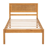 Platform Bed Frame with Headboard , Wood Slat Support , No Box Spring Needed ,Twin,Oak WF212811AAN