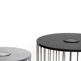 2-Pack Solar Powered Nesting Side Table Set, Modern Round End Tables with Solar LED Lights, Metal 52310929