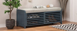 TREXM Distressed Shutter Storage Bench with Acacia Veneer for Retro Charm for Living Room, Entryway N715P196968M