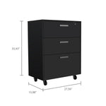 ZUN Medford 3-Drawer Rectangle Chest with Caster Black Wengue B06280346