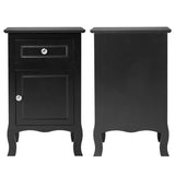 2pcs 40*30*63cm Country Style MDF Spray Paint Curved Feet One Draw One Door Night Table Black 71595633