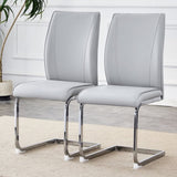 Luxury Simple Arch Chair - Set of 2 Light Gray PU Material High Resilience Dining Chair with Arched W1151P154870