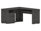 L-Shaped Desk, Keyboard Tray, Two Drawers, One Open Shelf, Smokey Oak B097133037