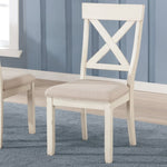 ZUN Prato Wood Cross Back Upholstered Dining Chairs, Set Of 2, Antique White T2574P164556