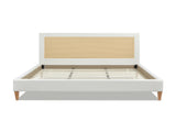 Haley Upholstered Cane-Back Platform Bed, Queen, Antique White Polyester B2719P238201
