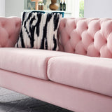 Chesterfield Modern Tufted Velvet Living Room Sofa, 84.25''W Couch,Pink W57947396