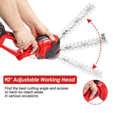 ZUN 24V Cordless Handheld Grass Shear Hedge Trimmer with 90&deg; Cutting Angle 2Pcs Replaceable Blades 00074415