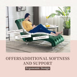 COOMORE Velvet Chaise Lounge Indoor,Button-Tufted Upholstered Chaise Lounge Chair with Pillow for W39538677