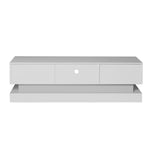 ZUN 51.18inch WHITE morden TV Stand with LED Lights,high glossy front TV Cabinet,can be assembled in 25505935