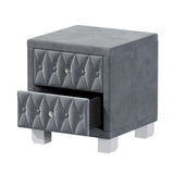 Elegant Velvet Nightstand with 2 Drawers and Crystal Handle, Storage Bedside Table with 63928278