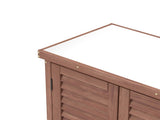 Potting Bench with Storage Cabinet and Metal Table Top for Outdoor Patio, Garden Furniture Wood 32240140
