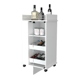 Lusk Bar Cart with 2-Bottle Holder Shelf, Glass Door and Casters B128P176151