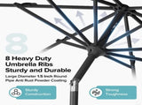 10 ft Patio Umbrella for Table, Outdoor Sun Umbrella with 32 LED Solar Lights, Lake Blue 76771866