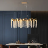 39.4-inch Modern Golden Pendant Light with Cascading Crystal Strands, Ideal for Living, Dining W1340P232979