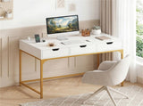 43.5" Home Office Desk with Built-in Charging Station & 3 Drawers Hidden Compartment 78721214