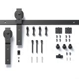40" Bi-Folding Sliding Barn Door Hardware Kit for 2 Doors,Smoothly&Quietly,Black Track J Shape 89494323