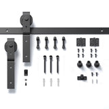 ZUN 40" Bi-Folding Sliding Barn Door Hardware Kit for 2 Doors,Smoothly&Quietly,Black Track J Shape 89494323