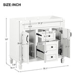 ZUN 36'' Bathroom Vanity without Top Sink, Cabinet only, Modern Bathroom Storage Cabinet with 2 Soft WF305078AAK