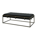Upholstered Velvet Ottoman Bench with Brass Finish, Black N757P256384B