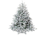 7 FT Pre-lit Snow Flocked Christmas Tree, Artificial Hinged Xmas Pine Tree with 1100 Branch Tips, 02996300