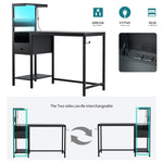 ZUN Computer Desk with Power Outlet & Storage Shelves, Study Writing Table with USB Ports Charging W578P191952